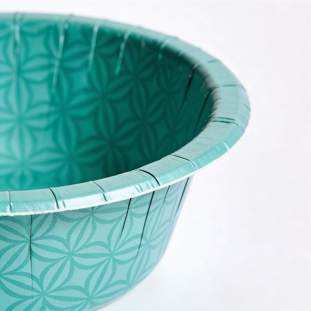 FrancenePet Disposable Small Dog Bowls, Leakproof Paper Pet Food Cups, Teal Pattern (4 Packs of 25, 100 Count Total