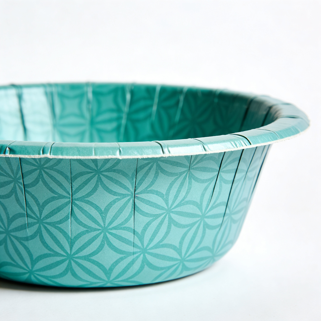FrancenePet Disposable Small Dog Bowls, Leakproof Paper Pet Food Cups, Teal Pattern (4 Packs of 25, 100 Count Total